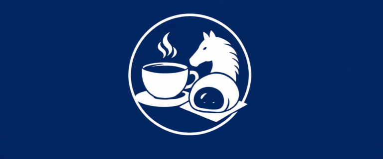 喫茶ポルテの馬とカップのロゴ
